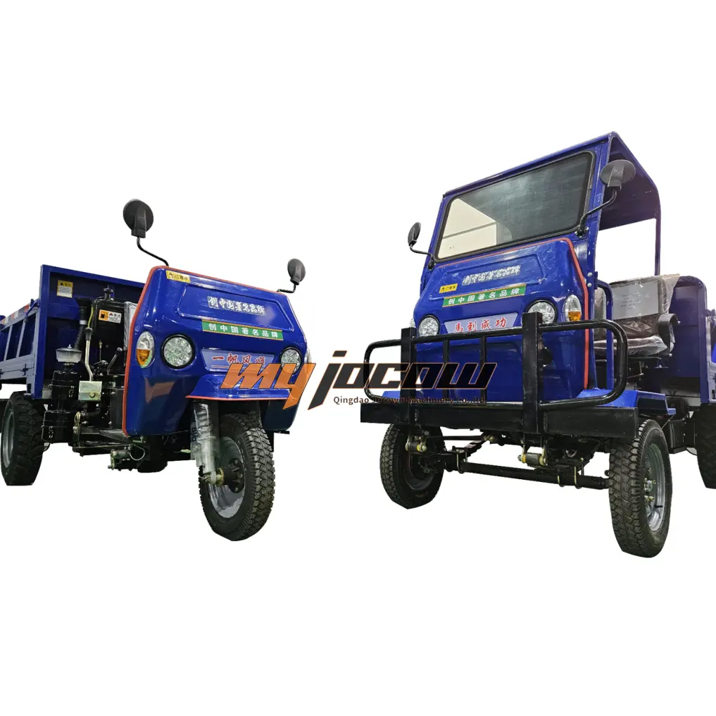 Caminhão basculante diesel de 3 rodas para carregamento de canteiros de obras, triciclos diesel com grande capacidade de carga