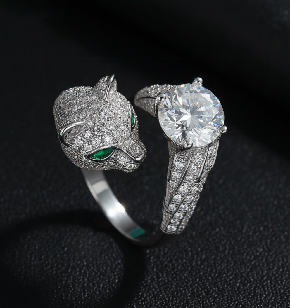 Rhodium+White Moissanite