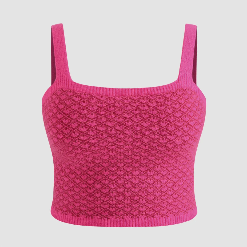 Fast-suéter personalizado de marca para mujer, chaleco Y2k con cuello cuadrado, tirantes con patrón Argyle, Tops tejidos de Jacquard