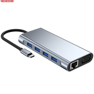 Jumon USB C HUB 11 in 1、4K VGA PD USBイーサネットSDTFカードリーダー3.5mmAUXドッキングタイプCラップトップデバイスと互換性があります - Product Image 6