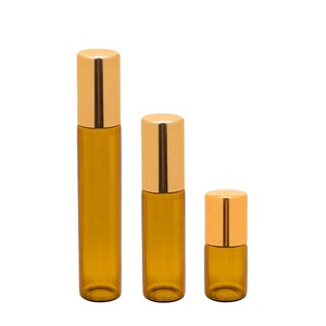 Amber <strong>2.5ml</strong> 5ml 10ml Small Empty Perfume Essential Oil Roll on Glass Tube <strong>Bottle</strong> <strong>with</strong> Stainless Steel Roll-on Roller Ball <strong>Cap</strong> - Product Image 2