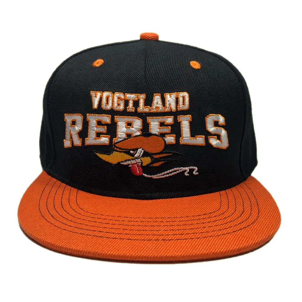 6 panneaux en acrylique OEM, nouvelle casquette avec logo brodé personnalisé orange à bec plat, casquettes