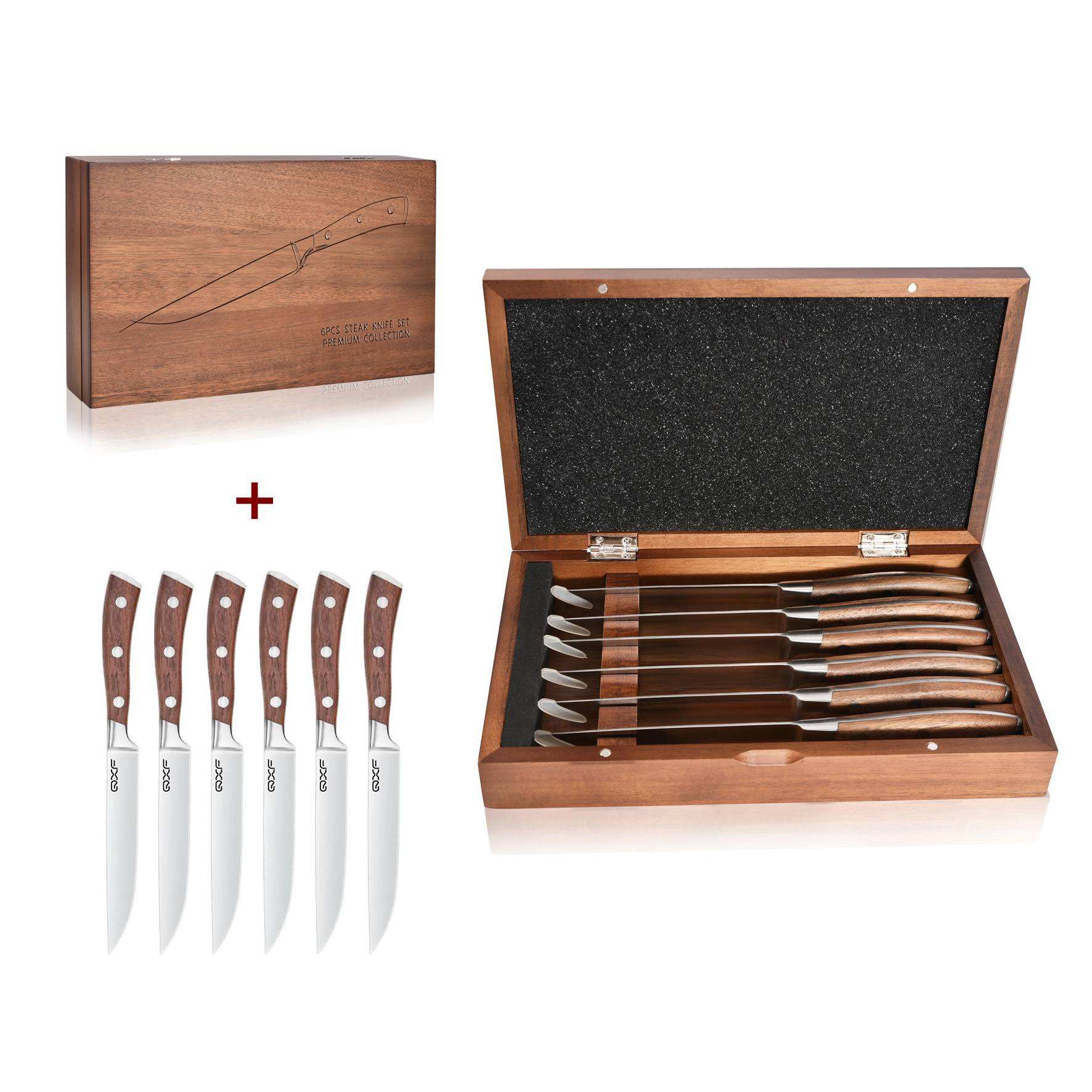 Ensemble de couteaux à steak en bois de noyer noir