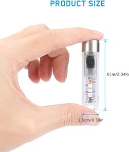 Linterna de llavero LED, llavero de mini linterna portátil recargable por USB, linterna potente impermeable multifunción IP65 - Product Image 2