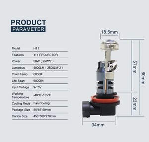 2025 yeni LED far H4 tak ve çalıştır H7 H11 LED ampuller 50W 5000LM 1:1 halojen Mini LED projektör Lens araç aydınlatma sistemi, - Product Image 6