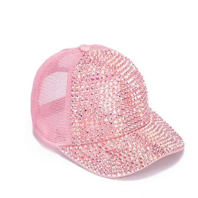 Sombrero de béisbol transpirable con diamantes, gorra de béisbol con diamantes de imitación, visera, diseño personalizado