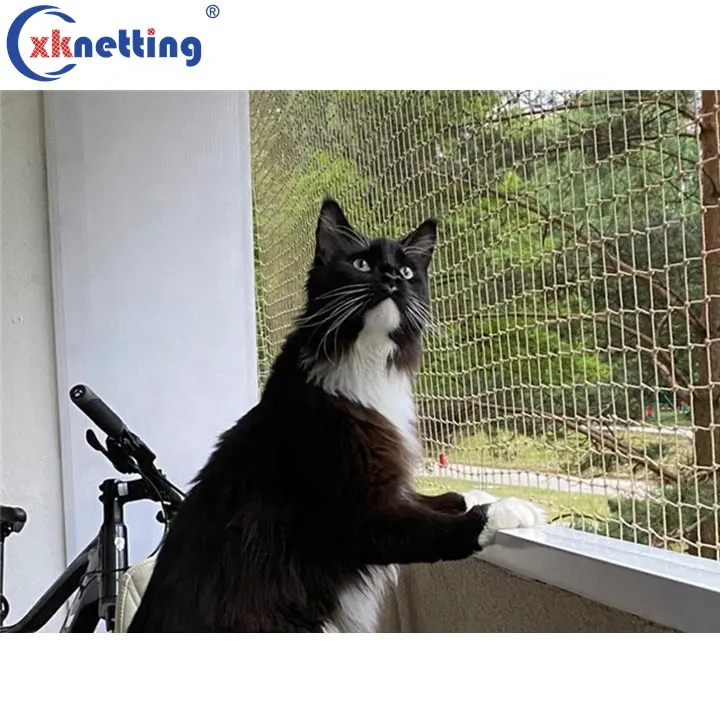 Red de protección de balcón HDPE resistente a mordeduras y desgarros reforzada red de protección para gatos con alambre