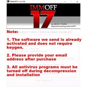 Newest IMMOFF17 <strong>Software</strong> with Keygen Unlimited Install EDC17 Immo Off Ecu <strong>Program</strong> NEUROTUNING Immoff 17 and Install Video Guide