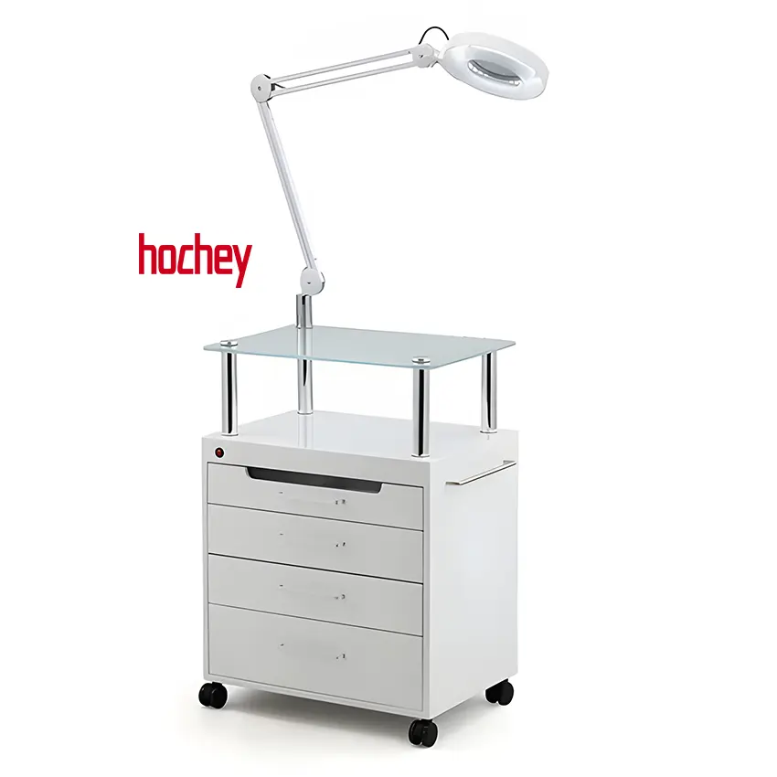 Carrello medico del carrello di bellezza del carrello cosmetico di Hochey per il letto di bellezza con la lampada del tatuaggio del governo di disinfezione della luce fredda del LED