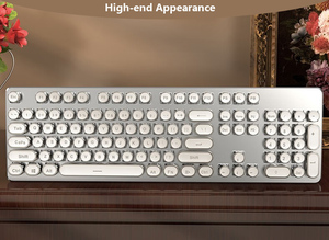 104 Keys Mechanical Tri-mode Gaming and Office Retro Steam Punk Style <strong>Keyboard</strong> <strong>with</strong> Electroplated Keys - Product Image 5