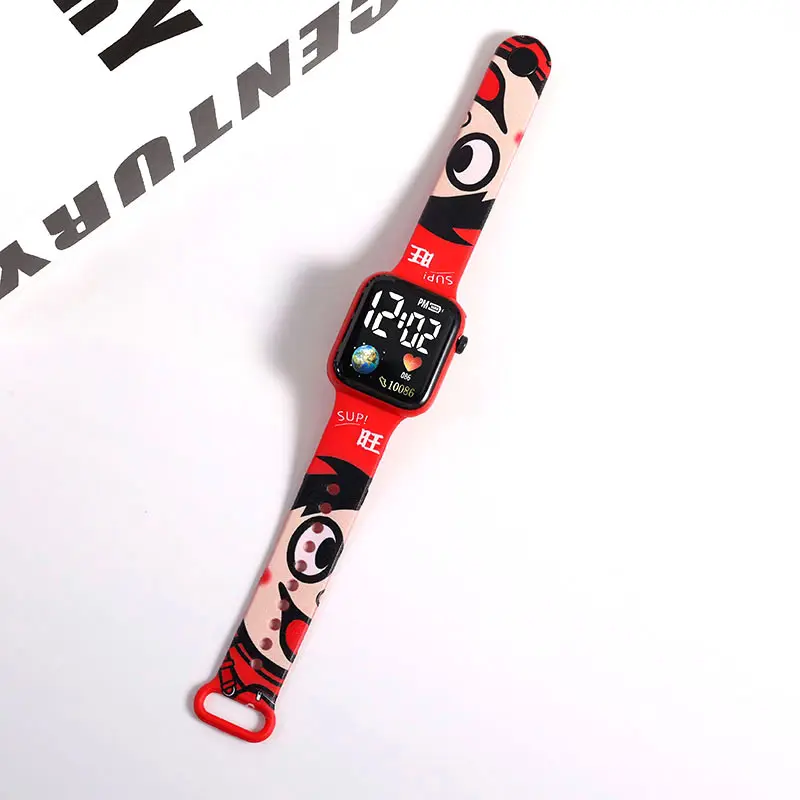 Ultimo Best-seller orologi digitali quadrato rettangolare custodia in Silicone Led orologio digitale con ora/data TPU Band di stampa per bambini