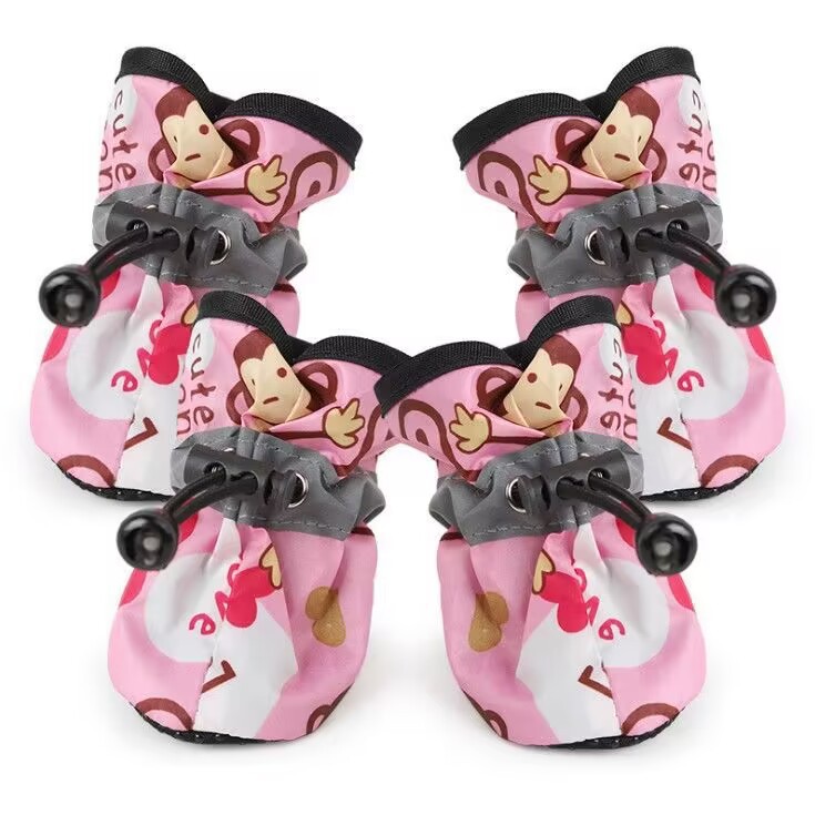Chaussures en coton motif singe rose