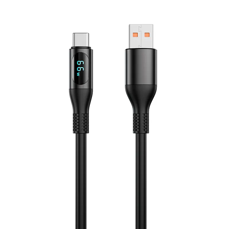 Aksesori ponsel 2023 tampilan Digital kabel usb 66W 6A kabel untuk Apple Huawei Xiaomi macbook komputer ponsel tipe c kabel