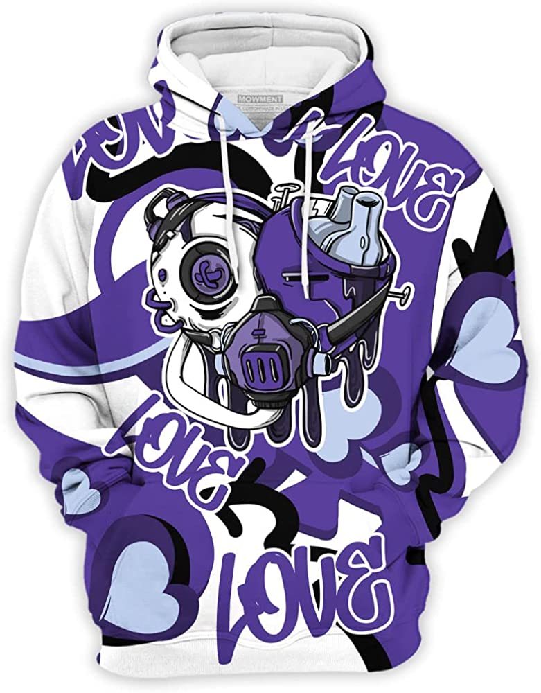 Sudadera con capucha retro Concord con goteo de robot de 14 corazones