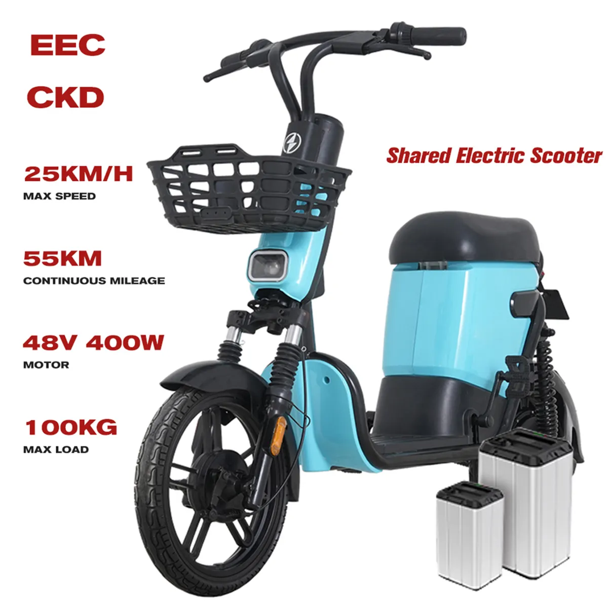 EEC yüksek kalite güvencesi 48v22ah 400w uzun ömürlü güçlü paylaşılan elektrikli scooter yetişkinler için