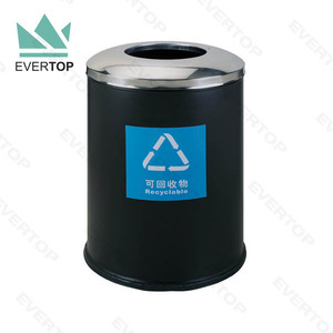 DB-34P Dome Open Top Metal Waste <strong>Bin</strong> Big Trash Can Garbage <strong>Bin</strong> 120L Trash <strong>Bin</strong> Round Commercial Airport Lobby Large Dustbins - Product Image 1