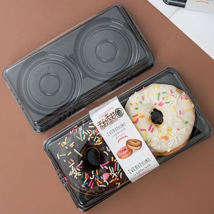 Çörek için 2 delik dikdörtgen şeffaf kapak PET plastik ambalaj kutuları - Product Image 1