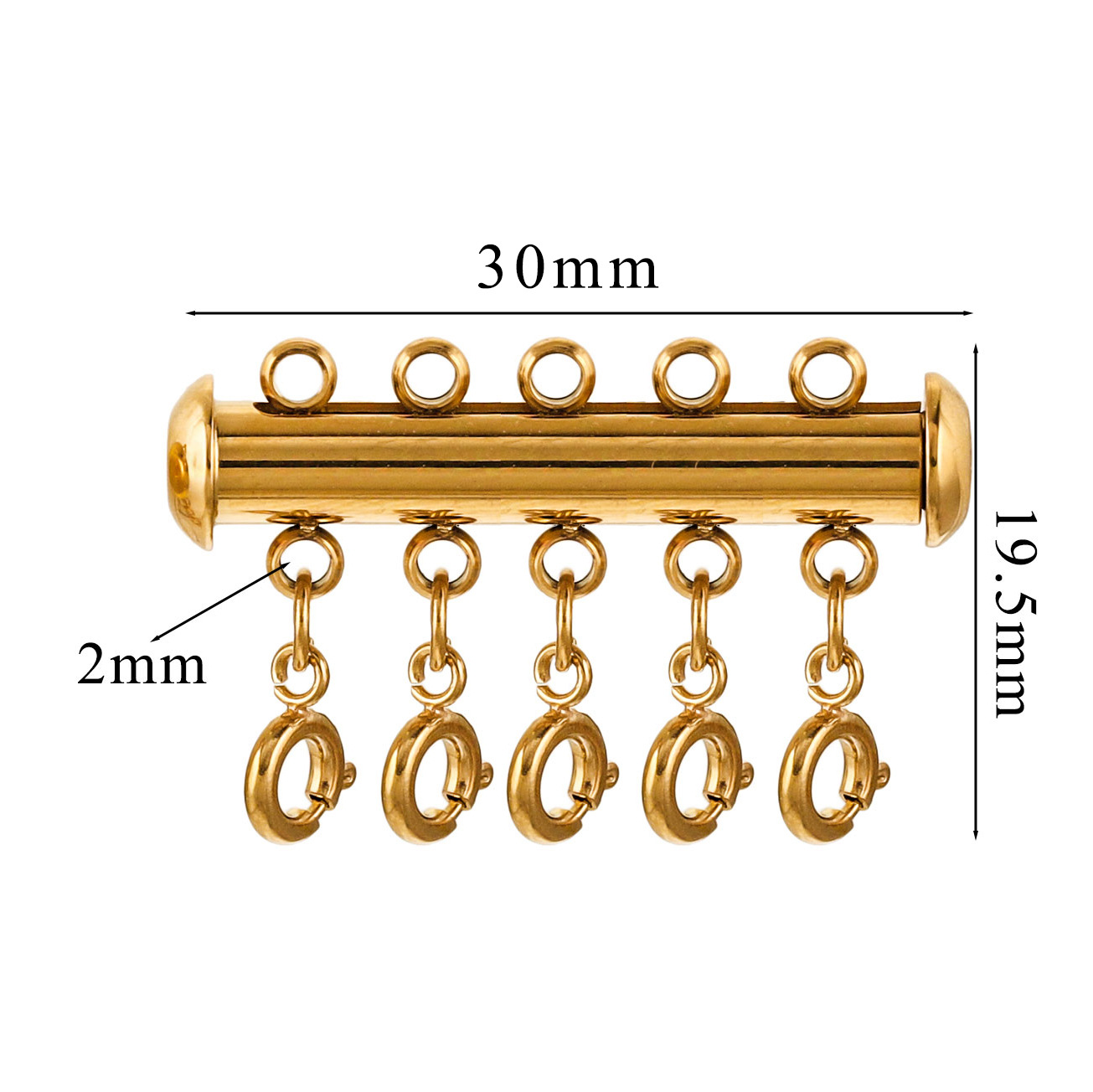 Boucle à ressort dorée 6mm-5 trous