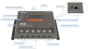 Регулятор 12V 24V 48V LCD Интеллектуальный 45A Панель батареи PWM контроллер солнечного заряда для системы мониторинга - Product Image 4