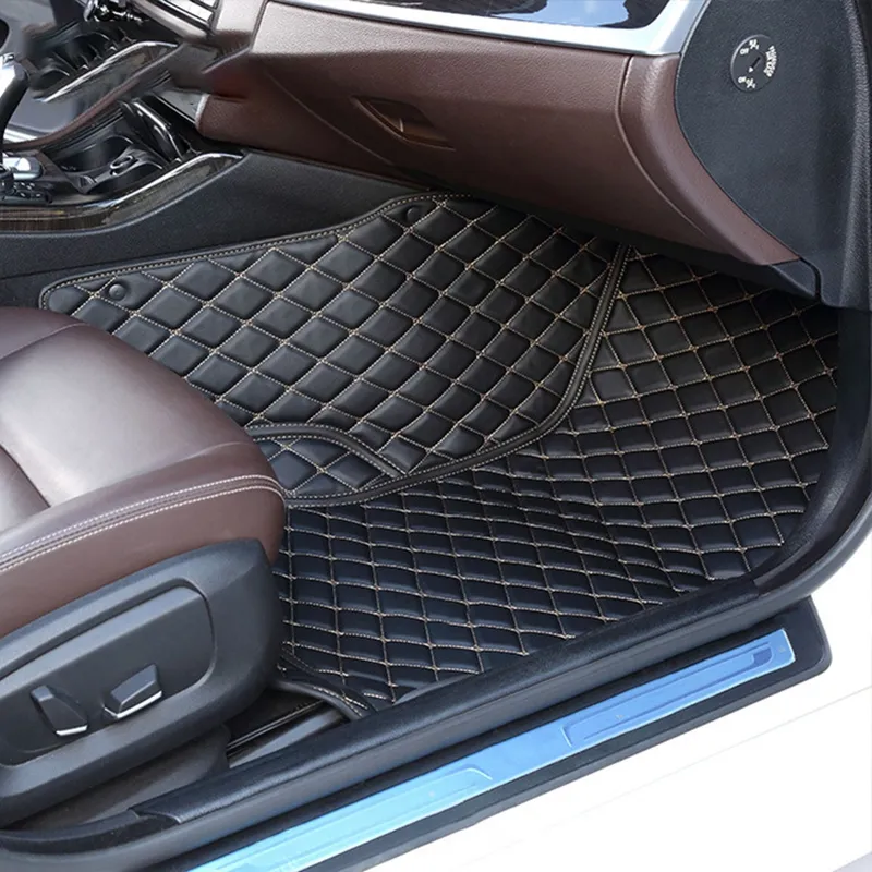 ステッチカラーPvcレザー防水7Dカーフロアフットマット95% カーモデル用トヨタ用BMW用フォルクスワーゲン用アウディ用