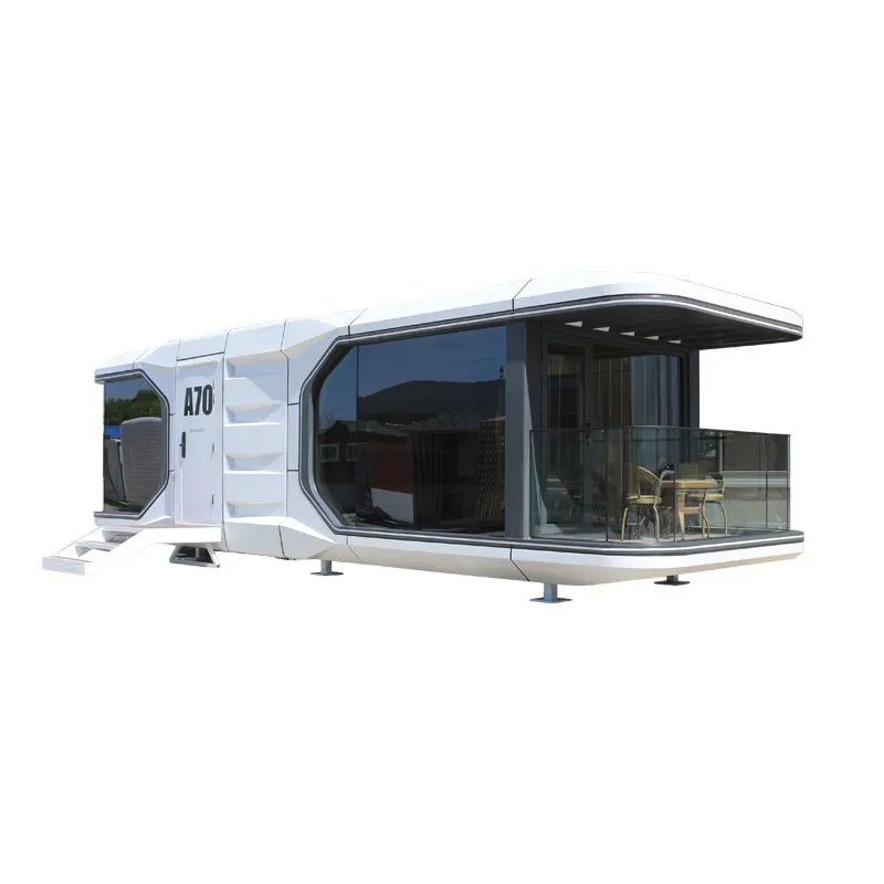 Maison modulaire de luxe imperméable de style station de vacances en acier léger grande cabine préfabriquée à capsules11500 * 3300*3200mm
