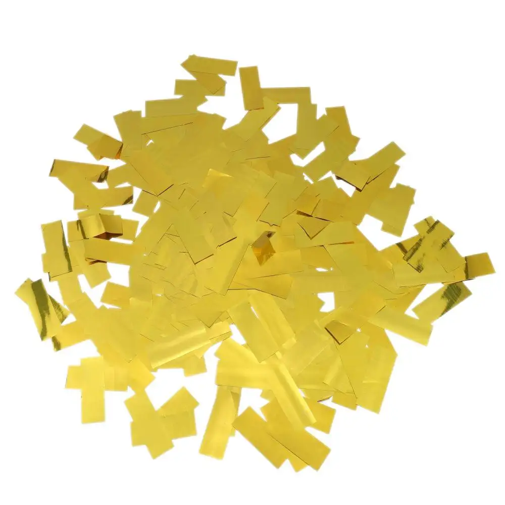 Barras rectangulares de papel de aluminio dorado para fiesta de boda, confeti de lámina dorada, 2lb, 5x2cm
