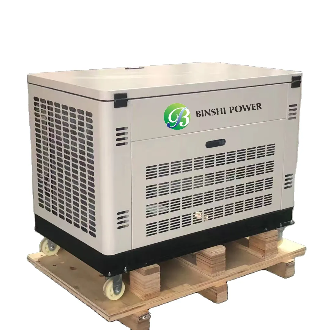 Générateur de gaz portable 15kw Groupe électrogène à double carburant Générateur de biogaz GPL avec roues pour usage domestique