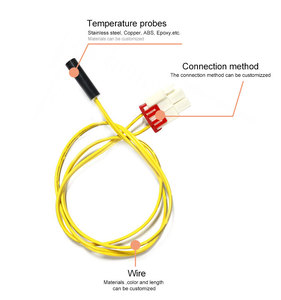 Sonda termistor NTC 10K 3977 personalizada, carcasa de 7*25mm y sensor de temperatura de descongelación de congelador de nevera de 0,5 M para refrigerador