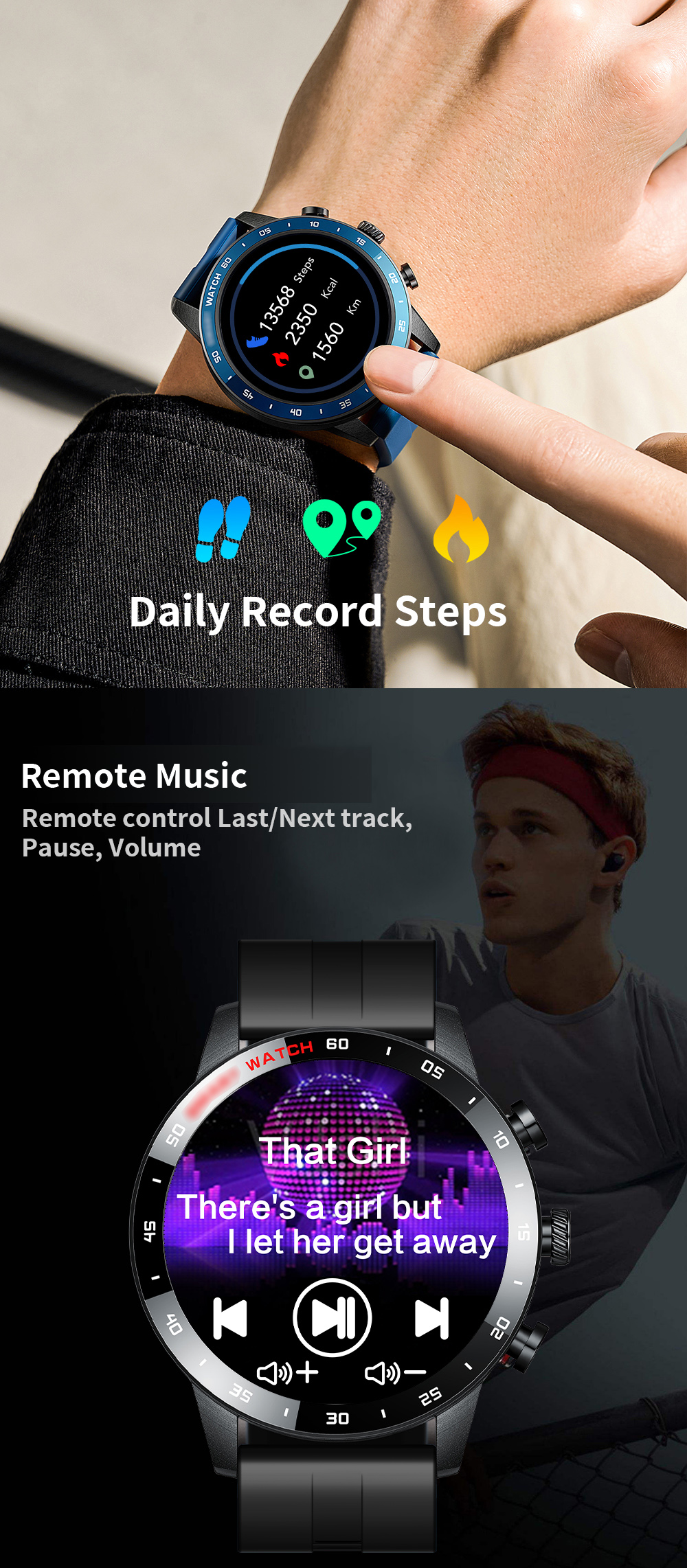 CURREN – montre étanche pour hommes, moniteur de fréquence cardiaque, moniteur de Fitness, montre numérique sport, lecture de musique, écran HD pour Android IOS