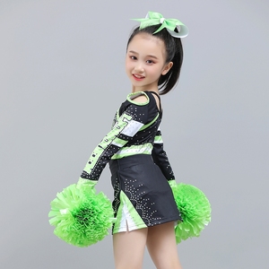 Çocuk kızlar özel tasarım akademi Cheer üniforma kostüm seti Cheer yay Pom Poms amigo takım kıyafeti - Product Image 2