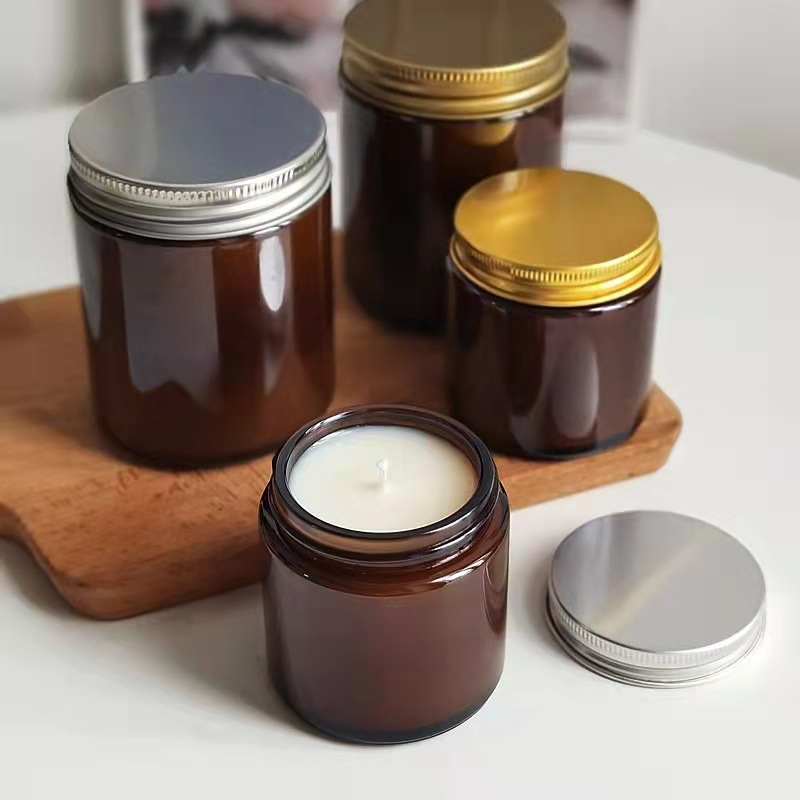 2oz 7oz 12oz Home decor glass jar empty clear glass candle jars with lid