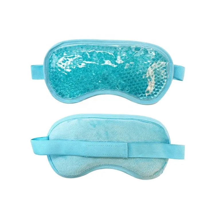 Almofada de máscara de gel reutilizável, almofada de pelúcia de pvc para os olhos do sono e aquecimento frio