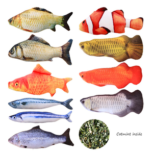 Juguete interactivo para mascotas, 12 tipos de peces a elegir, hierba gatera, pescado flexible de peluche - Product Image 1
