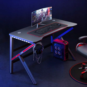 Mesa de ordenador para juegos de escritorio de estudio de Pie ajustable de alta calidad con portavasos gancho para auriculares - Product Image 1