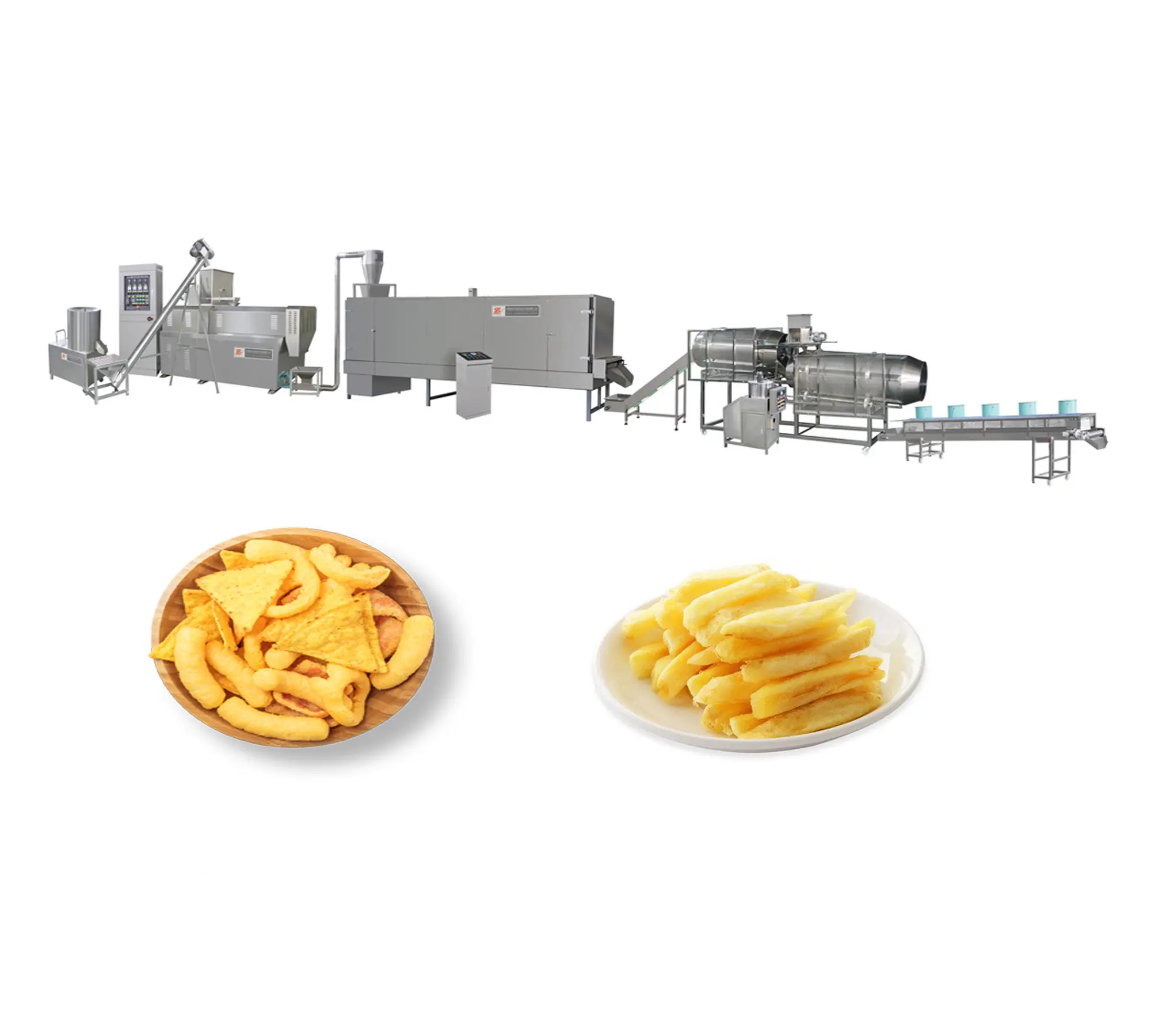 पूरी तरह से स्वचालित पफ स्नैक खाद्य उपकरण / कॉर्न पफ बनाने की मशीन / विस्तारित खाद्य प्रसंस्करण मशीन