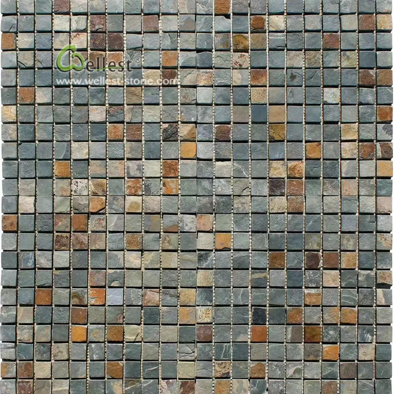 Mattonelle di mosaico di alta qualità wallboard wall piastrelling arrugginito ardesia mosaico culturale pietra wallboard mosaico