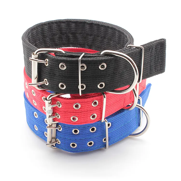 Durable double breasted multi-colors nylon dog collar for adult dog