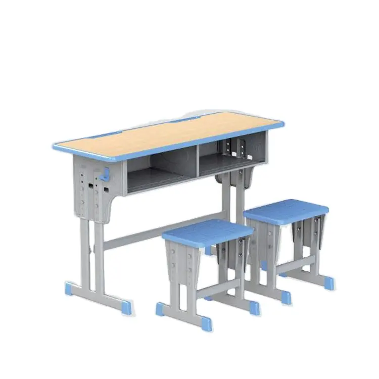 Çift masa okul mobilyaları Modern okul masası sandalye seti Metal fabrikası üreticisi