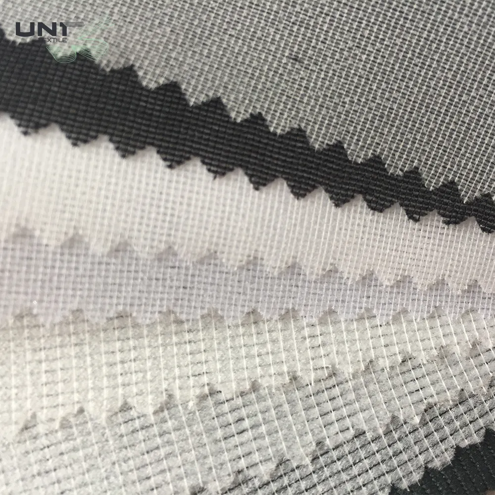 Umwelt freundliche werksseitige schmelz bare Einlage 100D gewebte 100% Polyester-Trocken behandlung Gewebte Einlage für Kleidungs stücke