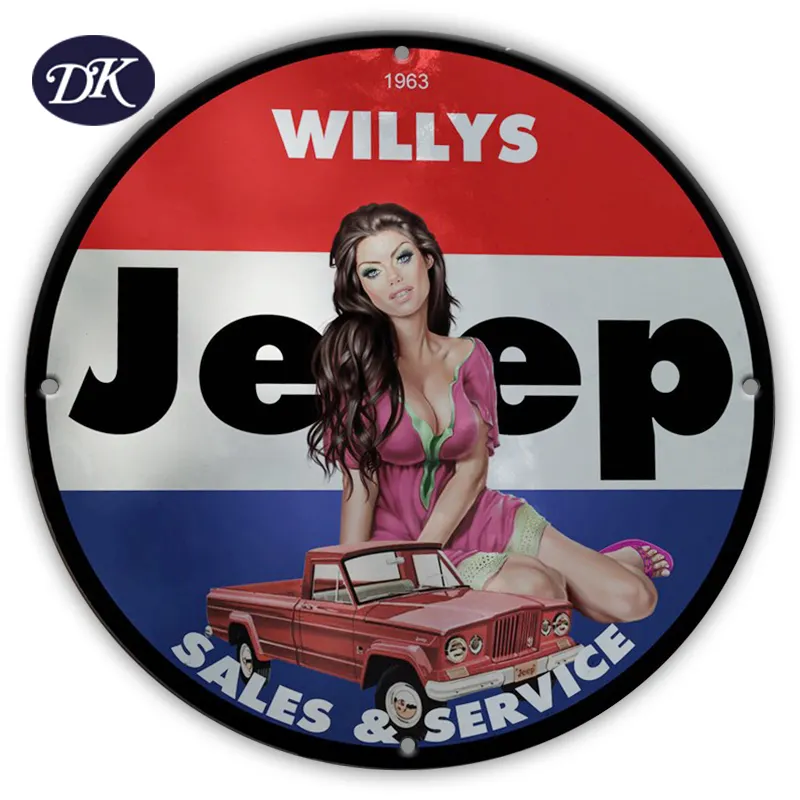 Vintage 1963 Willys Jeep Automobile vendite e assistenza porcellana Gas e olio segno