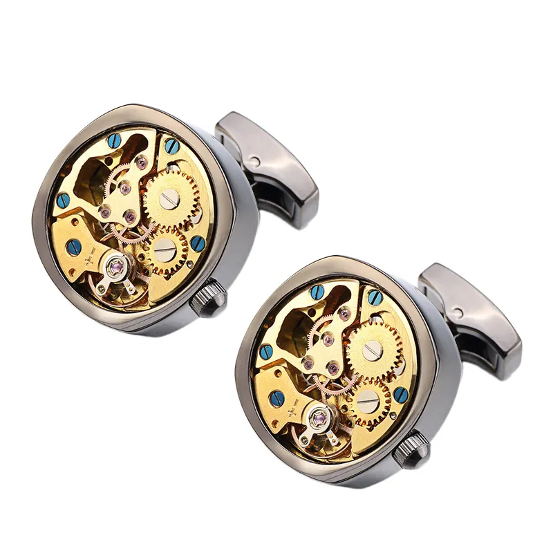 Mrcuff של נשים cufflins אמיתי עלה זהב וכסף סיבי פחמן tourbillon זוג מסוגנן השרוול-אבא עיצוב