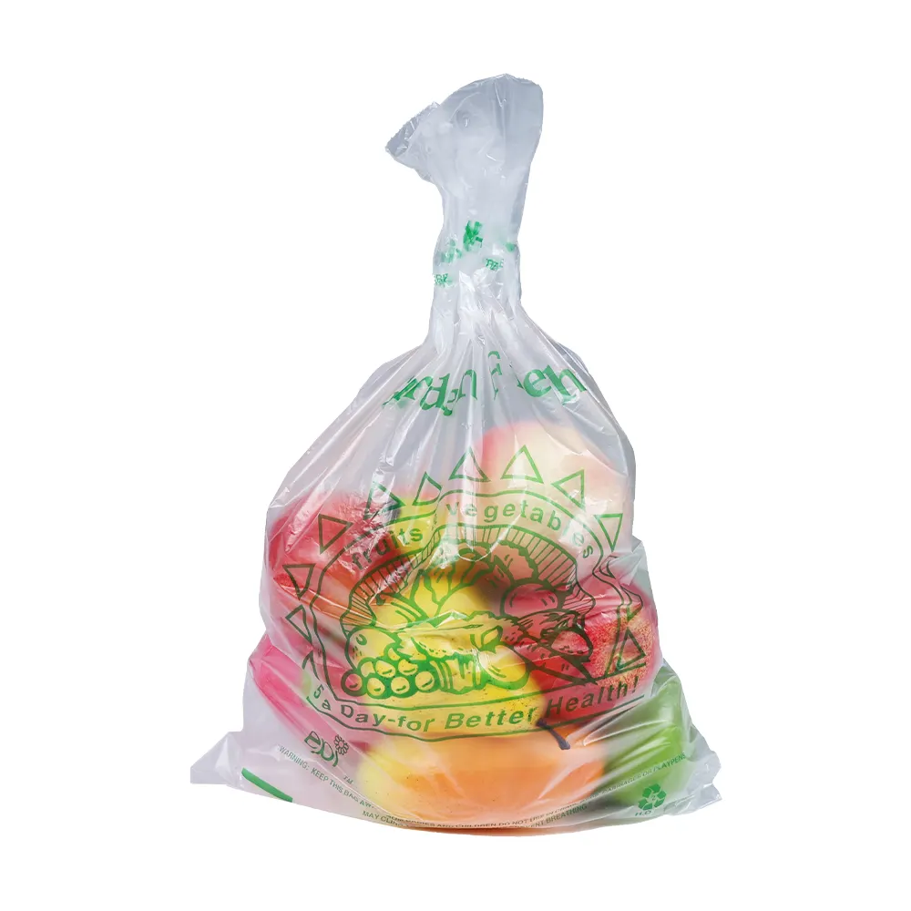 Eco Friendly chiaro Hdpe poli sacchetto di imballaggio del supermercato produrre sacchetto di plastica per il cibo con Logo Costmize