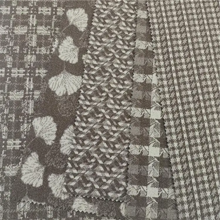 Bán buôn Polyester jacquard đan bàn chải Tweed vải cho len áo khoác may mặc