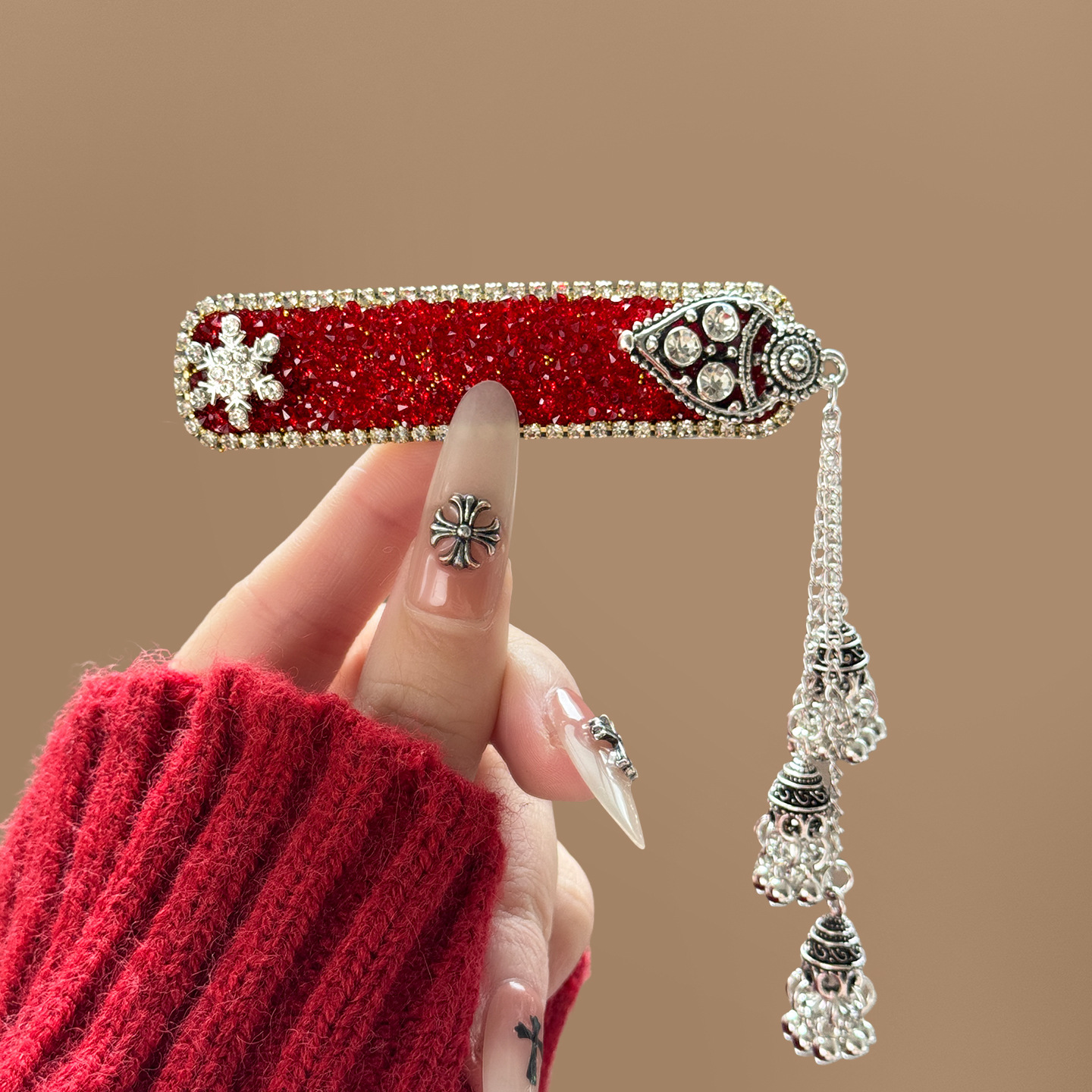 Clip bb cloche diamant étincelant rouge