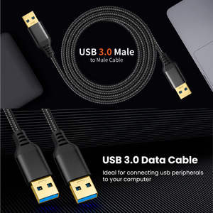 200件印刷标志1M 2M 3m黑灰色镀金尼龙编织5Gbps USB a型3.0电缆公对公高速数据线 - Product Image 3