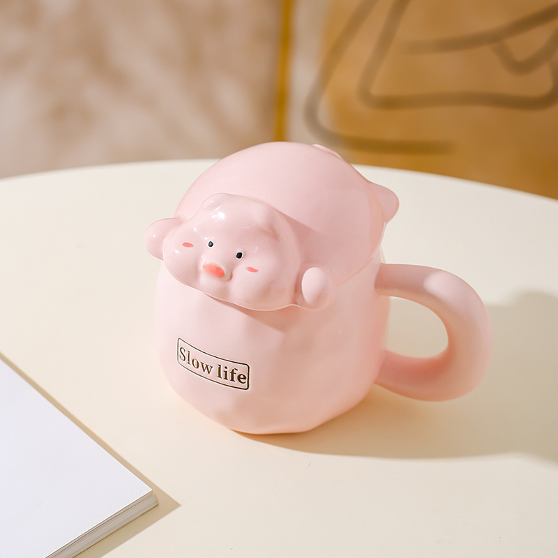 Pig cover cup-simple packaging pink