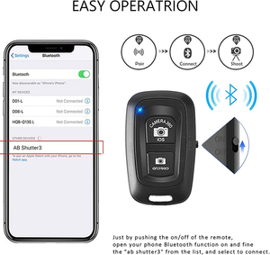 Telecomando per fotocamera del telefono per foto e video telecomando per otturatore con pulsante Selfie Wireless BT Clicker per Iphone Android - Product Image 2
