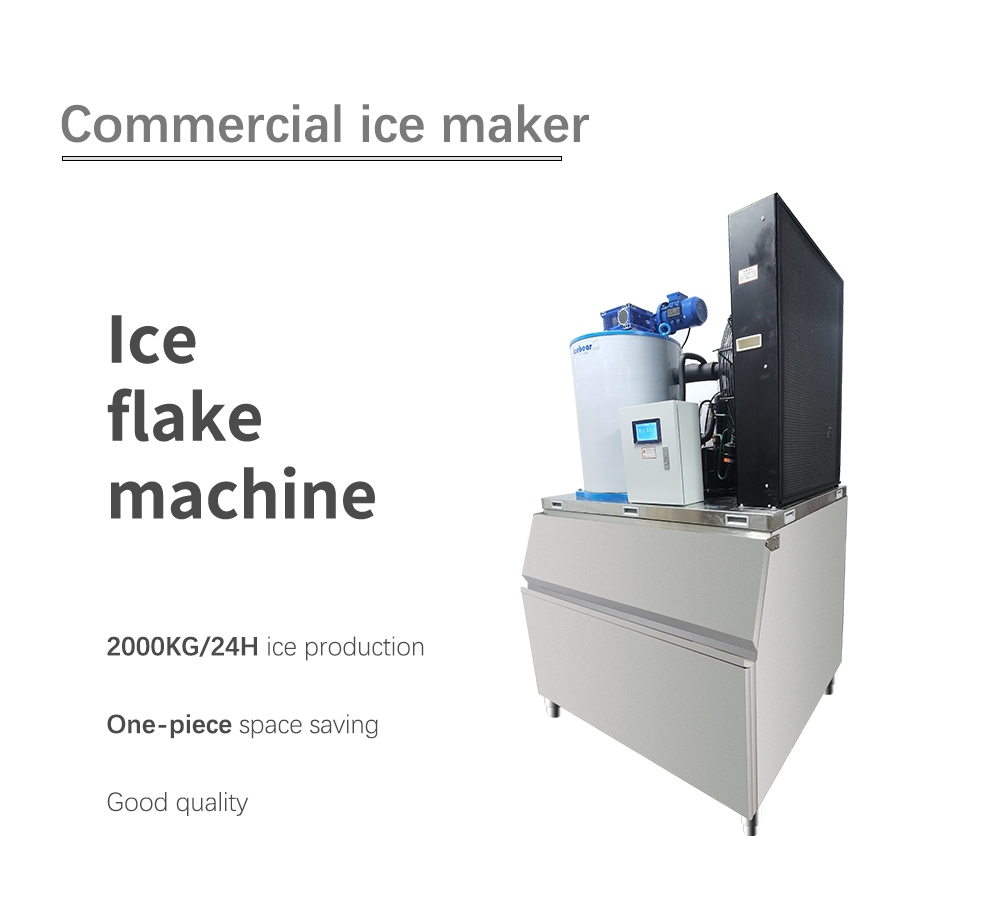 Large 2000kg Commercial Ice Maker 7500w Stainless Ice Machine Automatic Flake Ice Machine