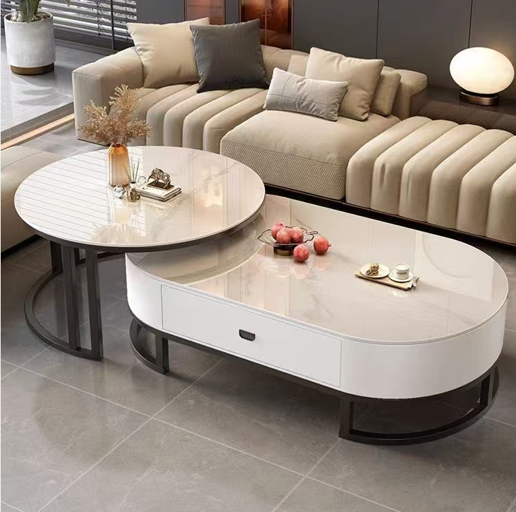 Black frame + white tabletop + white small table