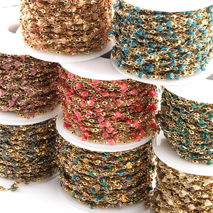 Çok renkli paslanmaz çelik Glitter kalp zinciri özelleştirmek için kalıcı takı yapma rulo tarafından satış 100 metre/renk/rulo - Product Image 3